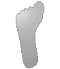 Polystyrolplatte in Fußabdruck-Form konturgefräst <br>beidseitig 4/4-farbig bedruckt